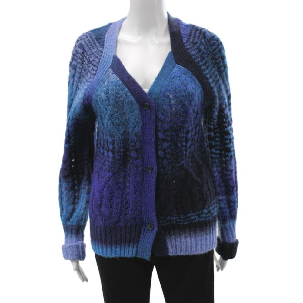 Simkhai Unisex V-Neck Cardigan Blue Button Long Sleeve Size XS